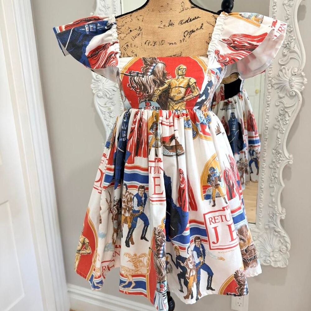 New York Couture One of a Kind Vintage Disney Star Wars Bedsheets Dress